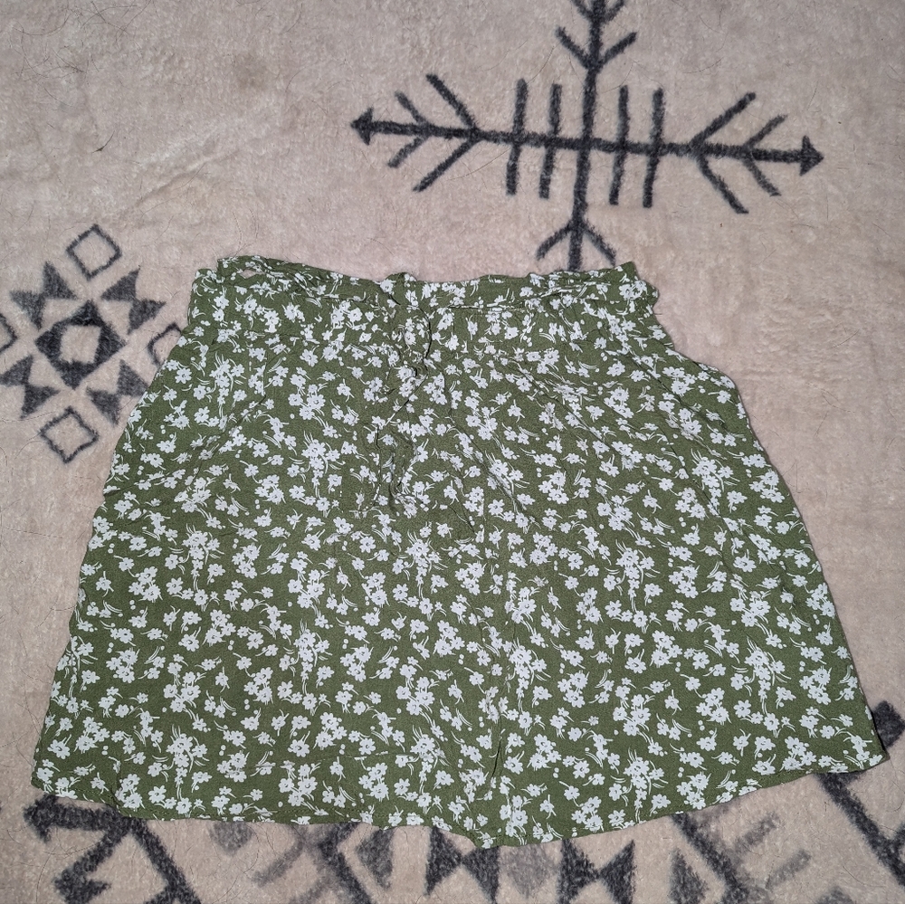 Green floral skirt